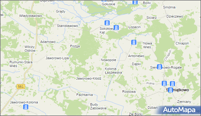 mapa Nowopole gmina Siemiątkowo, Nowopole gmina Siemiątkowo na mapie Targeo