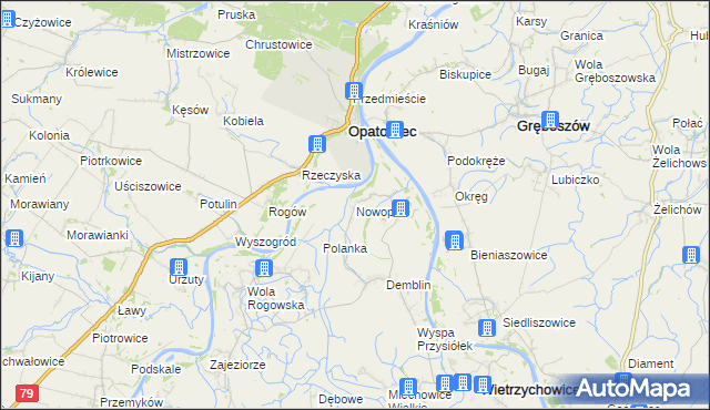 mapa Nowopole gmina Wietrzychowice, Nowopole gmina Wietrzychowice na mapie Targeo