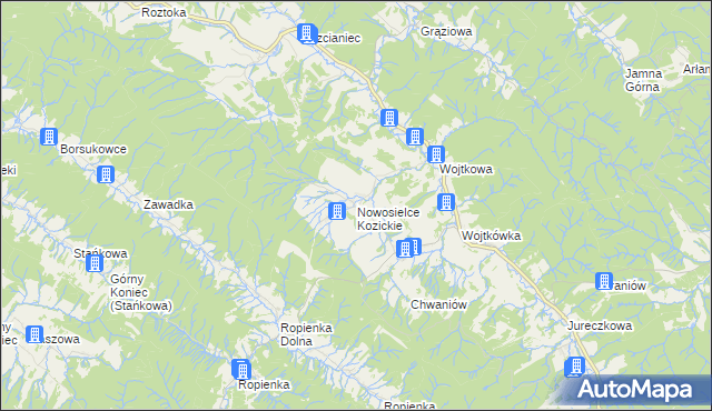 mapa Nowosielce Kozickie, Nowosielce Kozickie na mapie Targeo