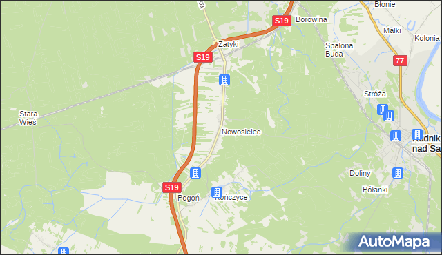 mapa Nowosielec gmina Nisko, Nowosielec gmina Nisko na mapie Targeo