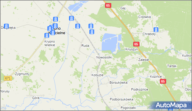 mapa Nowosiółki gmina Dobrzyniewo Duże, Nowosiółki gmina Dobrzyniewo Duże na mapie Targeo