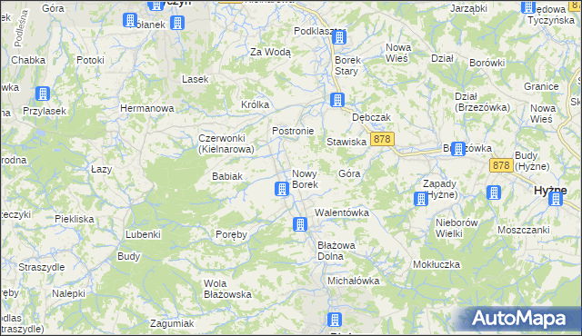 mapa Nowy Borek gmina Błażowa, Nowy Borek gmina Błażowa na mapie Targeo