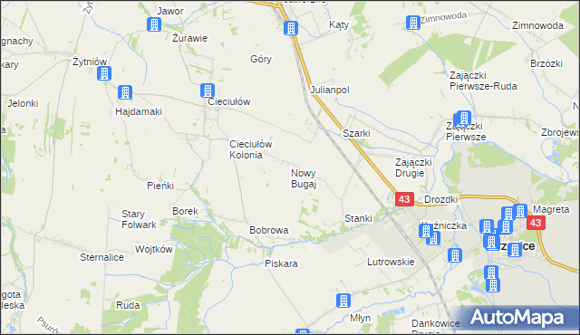 mapa Nowy Bugaj, Nowy Bugaj na mapie Targeo