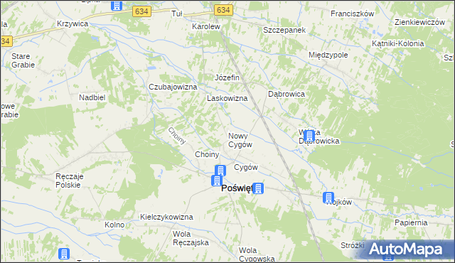 mapa Nowy Cygów, Nowy Cygów na mapie Targeo