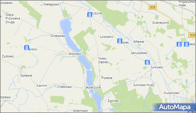 mapa Nowy Dębiec, Nowy Dębiec na mapie Targeo