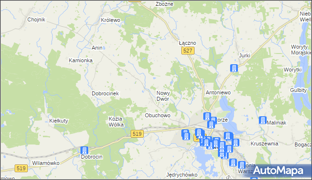 mapa Nowy Dwór gmina Morąg, Nowy Dwór gmina Morąg na mapie Targeo