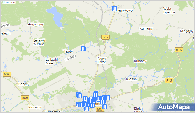 mapa Nowy Dwór gmina Orneta, Nowy Dwór gmina Orneta na mapie Targeo