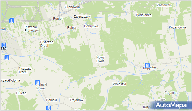 mapa Nowy Dwór gmina Piszczac, Nowy Dwór gmina Piszczac na mapie Targeo