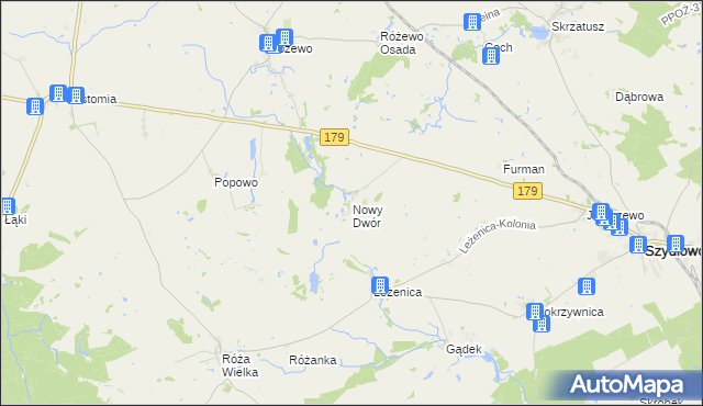 mapa Nowy Dwór gmina Szydłowo, Nowy Dwór gmina Szydłowo na mapie Targeo