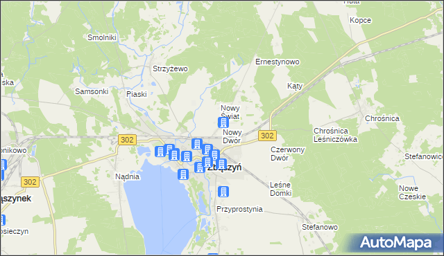 mapa Nowy Dwór gmina Zbąszyń, Nowy Dwór gmina Zbąszyń na mapie Targeo