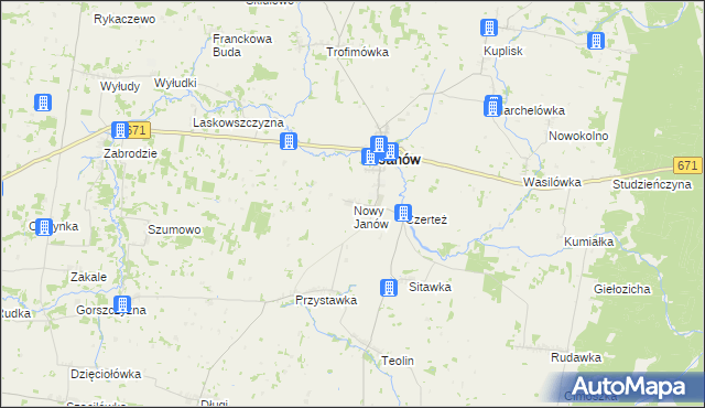 mapa Nowy Janów gmina Janów, Nowy Janów gmina Janów na mapie Targeo