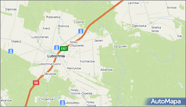 mapa Nowy Jasień, Nowy Jasień na mapie Targeo