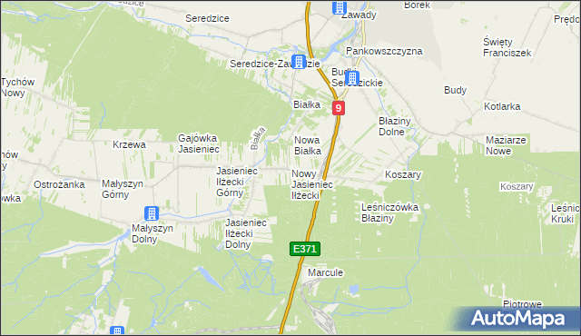 mapa Nowy Jasieniec Iłżecki, Nowy Jasieniec Iłżecki na mapie Targeo