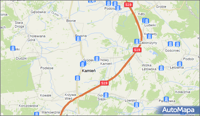 mapa Nowy Kamień gmina Kamień, Nowy Kamień gmina Kamień na mapie Targeo