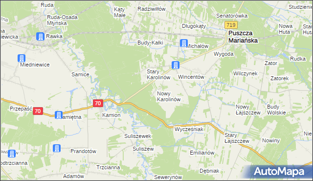 mapa Nowy Karolinów, Nowy Karolinów na mapie Targeo