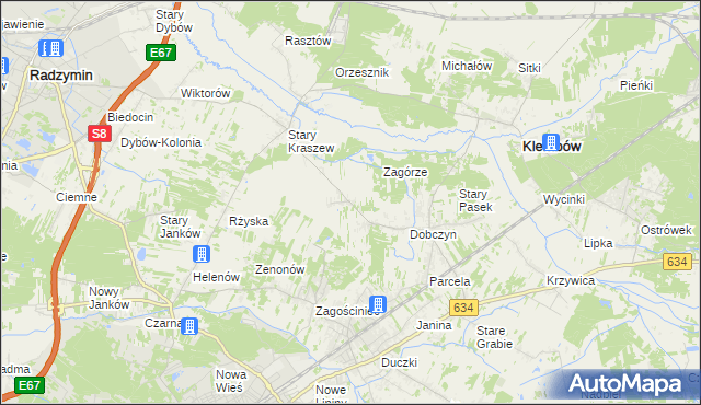 mapa Nowy Kraszew, Nowy Kraszew na mapie Targeo