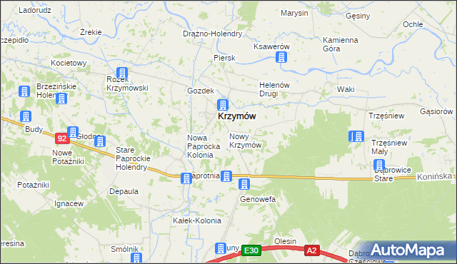 mapa Nowy Krzymów, Nowy Krzymów na mapie Targeo