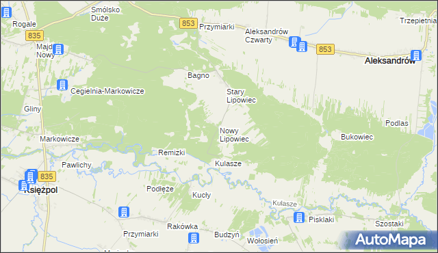 mapa Nowy Lipowiec, Nowy Lipowiec na mapie Targeo