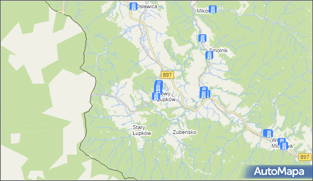 mapa Nowy Łupków, Nowy Łupków na mapie Targeo