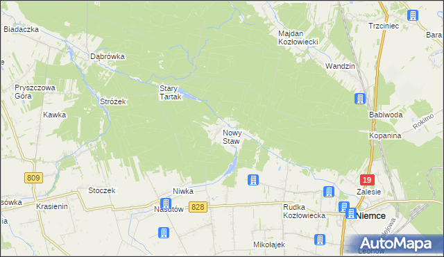 mapa Nowy Staw gmina Niemce, Nowy Staw gmina Niemce na mapie Targeo