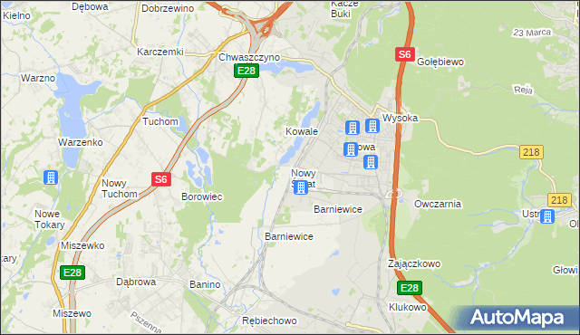 mapa Nowy Świat gmina Żukowo, Nowy Świat gmina Żukowo na mapie Targeo