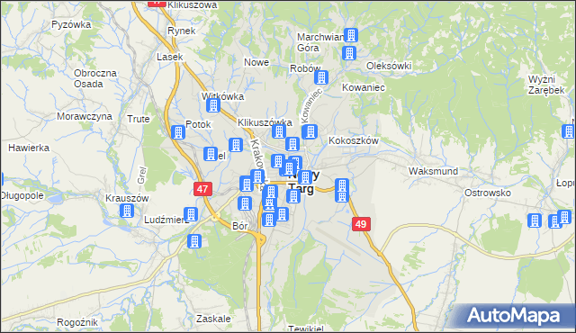 mapa Nowego Targu, Nowy Targ na mapie Targeo