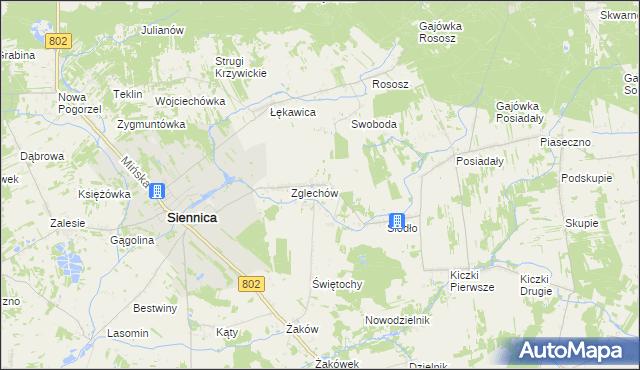 mapa Nowy Zglechów, Nowy Zglechów na mapie Targeo