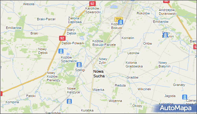 mapa Nowy Żylin, Nowy Żylin na mapie Targeo