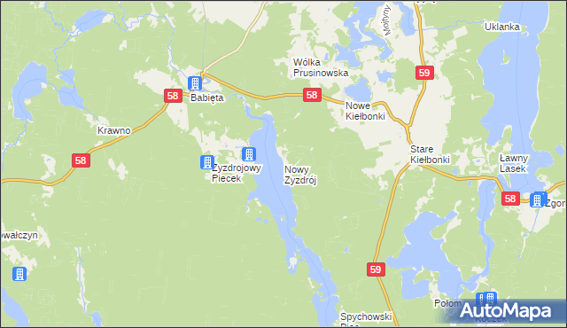 mapa Nowy Zyzdrój, Nowy Zyzdrój na mapie Targeo