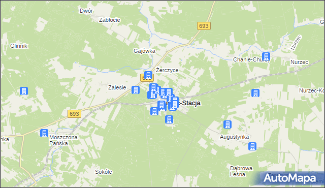 mapa Nurzec-Stacja, Nurzec-Stacja na mapie Targeo