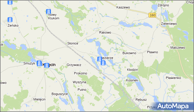 mapa Objezierze gmina Krzęcin, Objezierze gmina Krzęcin na mapie Targeo