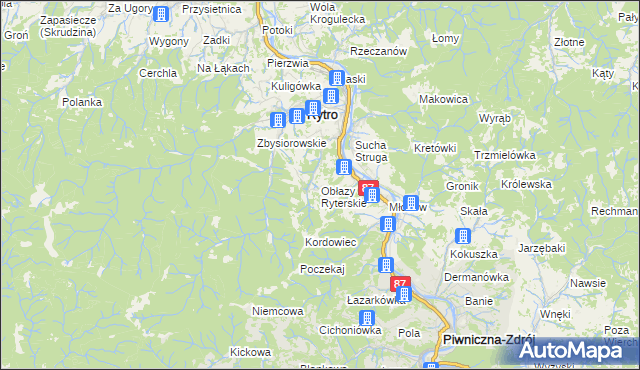 mapa Obłazy Ryterskie, Obłazy Ryterskie na mapie Targeo