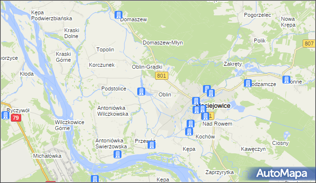 mapa Oblin, Oblin na mapie Targeo