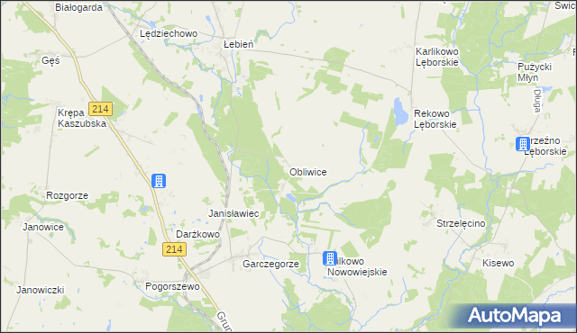 mapa Obliwice, Obliwice na mapie Targeo