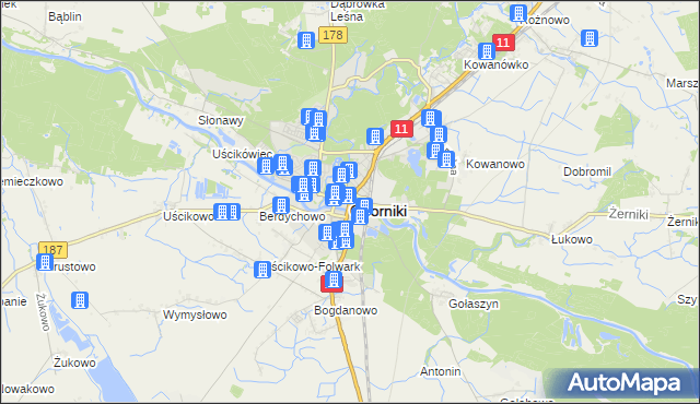 mapa Oborniki, Oborniki na mapie Targeo