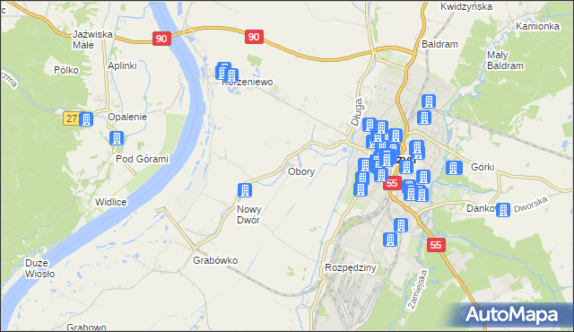 mapa Obory gmina Kwidzyn, Obory gmina Kwidzyn na mapie Targeo