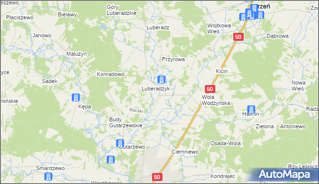 mapa Obrąb gmina Ojrzeń, Obrąb gmina Ojrzeń na mapie Targeo