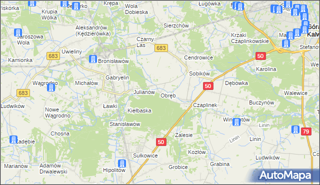 mapa Obręb gmina Góra Kalwaria, Obręb gmina Góra Kalwaria na mapie Targeo