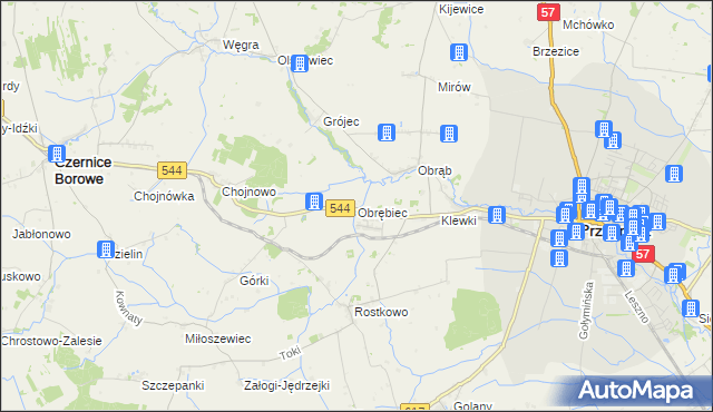 mapa Obrębiec, Obrębiec na mapie Targeo