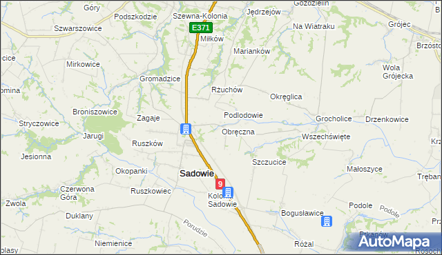 mapa Obręczna, Obręczna na mapie Targeo