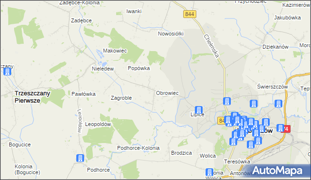 mapa Obrowiec gmina Hrubieszów, Obrowiec gmina Hrubieszów na mapie Targeo