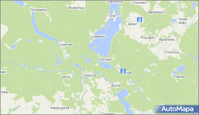 mapa Obrowo gmina Czarna Dąbrówka, Obrowo gmina Czarna Dąbrówka na mapie Targeo