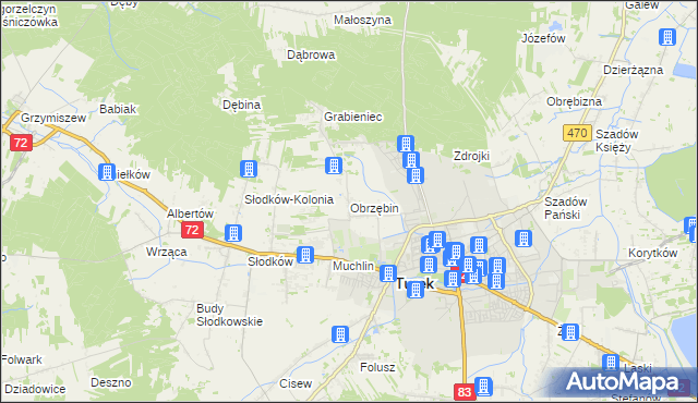 mapa Obrzębin, Obrzębin na mapie Targeo