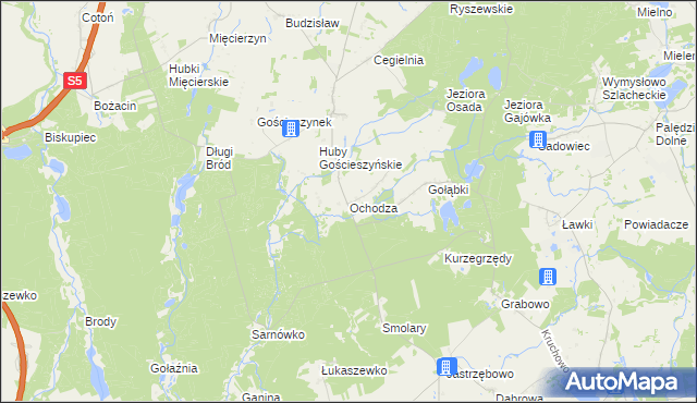 mapa Ochodza gmina Trzemeszno, Ochodza gmina Trzemeszno na mapie Targeo