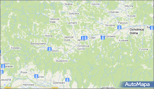 mapa Ochotnica Górna, Ochotnica Górna na mapie Targeo