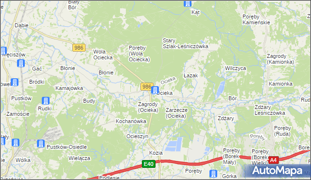 mapa Ocieka, Ocieka na mapie Targeo