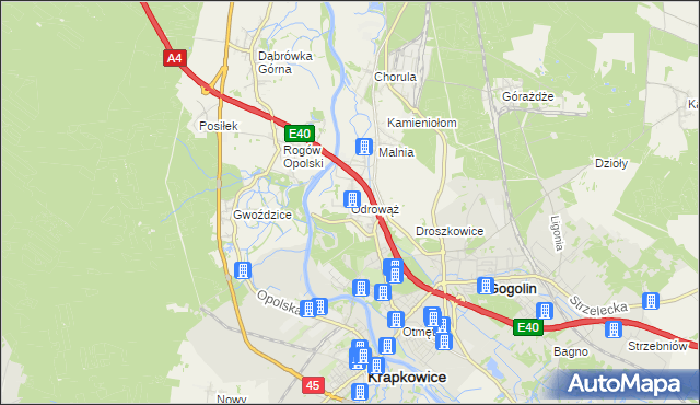 mapa Odrowąż gmina Gogolin, Odrowąż gmina Gogolin na mapie Targeo