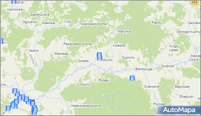 mapa Odrynki, Odrynki na mapie Targeo