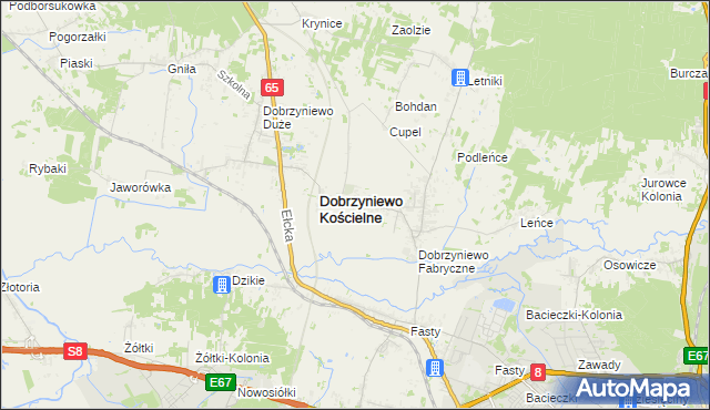 mapa Ogrodniki gmina Dobrzyniewo Duże, Ogrodniki gmina Dobrzyniewo Duże na mapie Targeo