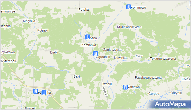 mapa Ogrodniki gmina Narew, Ogrodniki gmina Narew na mapie Targeo